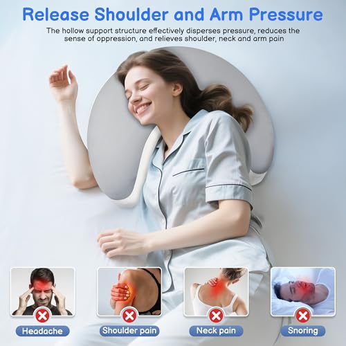 Ergonomic Side Sleeper Pillow with Arm Holes for Pain Relief