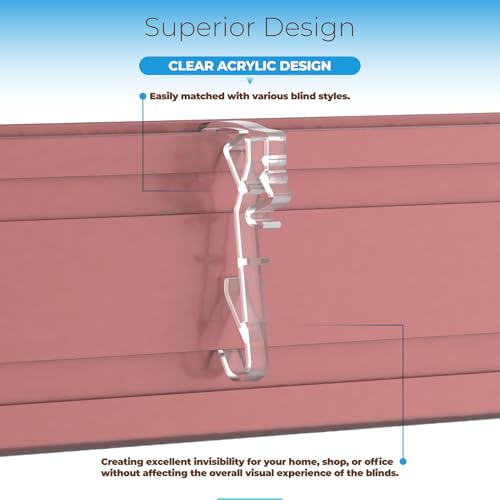 10-Pack 2-5/8 Inch Horizontal Wood Blind Valance Clips - Clear Plastic