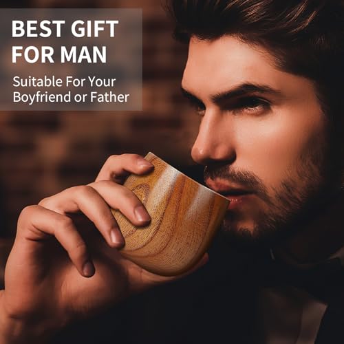 2 Pack Charred Wooden Whiskey Glasses - Bourbon Gifts for Men, Unique Home Bar Decor