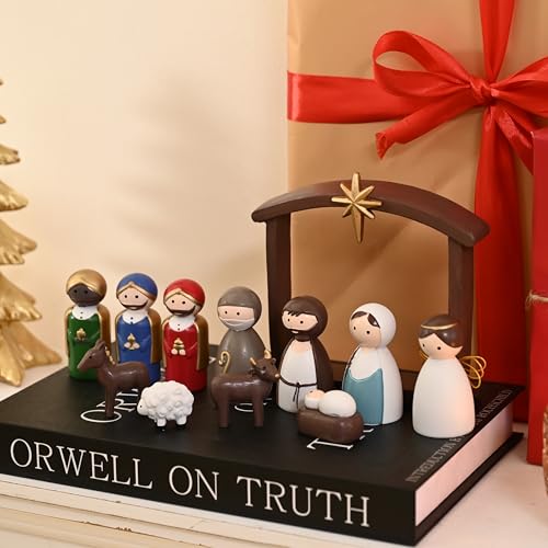 12-Piece Miniature Resin Nativity Set for Christmas Indoor Home Decor
