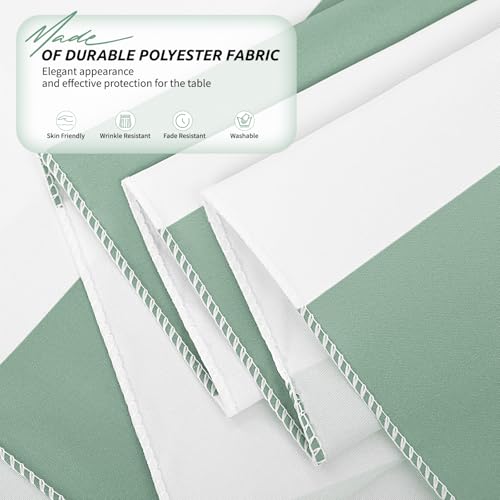 2 Pack Green and White Striped Tablecloths 60x84 Inches for Dining & Events