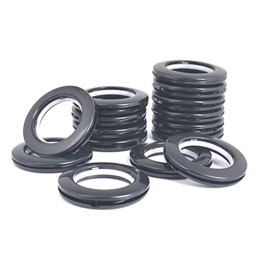 42-Pack 40mm Plastic Curtain Grommets - Low Noise Eyelet Rings, Black
