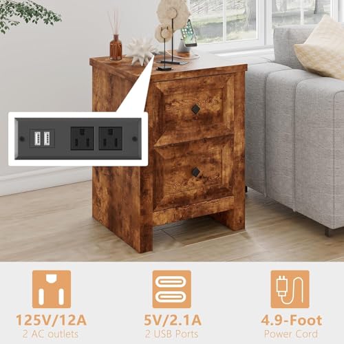 5-Piece Rustic Queen Bedroom Set with LED Platform Bed and Dressers