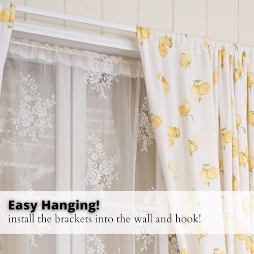Heavy Duty Adjustable Curtain Rod, 48-84 Inch White Iron Window Hardware