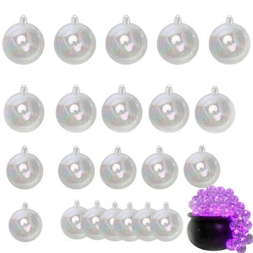 Iridescent Clear Ornament Balls (18 Pack, 4 Sizes) for Halloween & Christmas