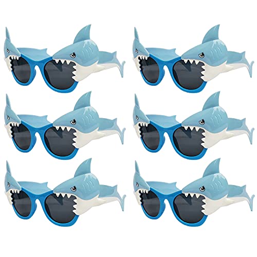 Shark Party Sunglasses 6-Piece Set for Ocean Theme Birthday Decorations