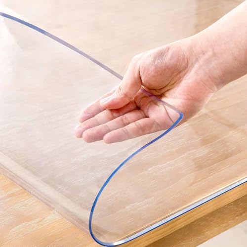 24 x 30 Inch Clear PVC Table Cover, 2mm Thick Heavy Duty Desk Protector Mat
