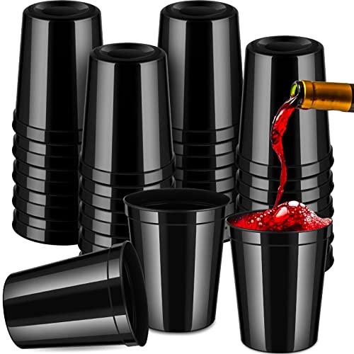 Nuogo 120-Pack 16oz Black Plastic Stadium Cups Bulk for Parties