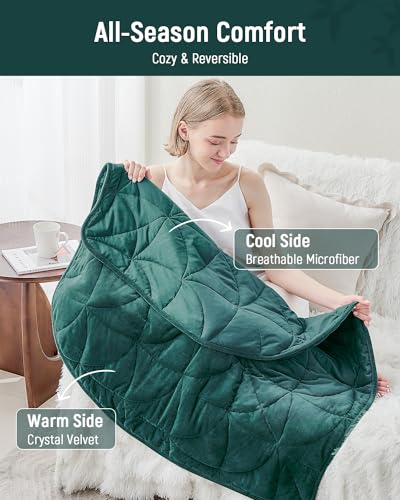 7 lb Leaf-Shaped Weighted Lap Blanket - 40" x 52" Soft Travel Throw