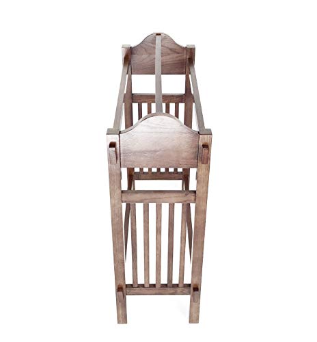 Wooden Quilt Rack with 3 Hanging Bars, Oak Brown Finish