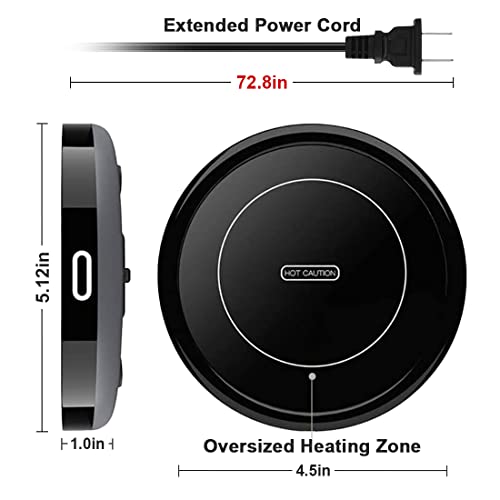 BESTINNKITS Black Auto Gravity Mug Warmer for Office Desk - Keeps Drinks at 131°F