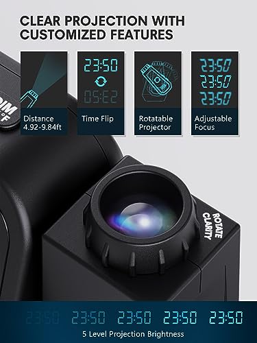 Digital Projection Alarm Clock with Ceiling Display and Temperature Monitor