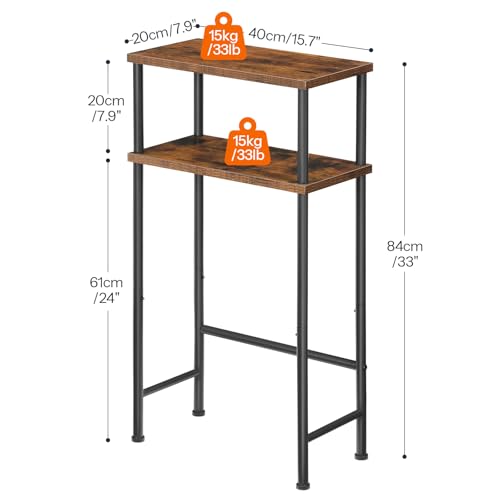 Narrow Console Table with 2 Shelves, 15.7-Inch Industrial Entryway Table