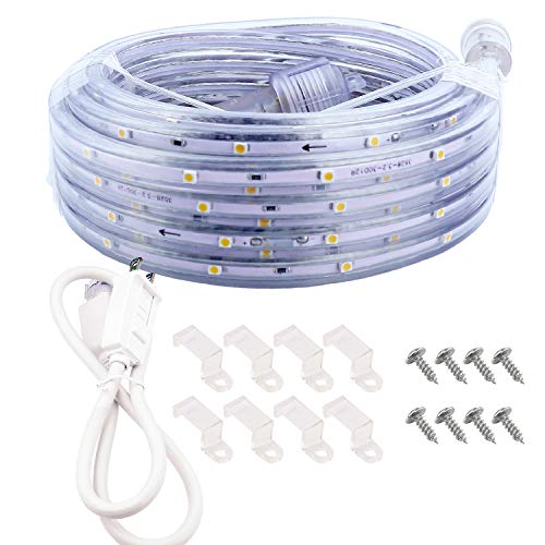 16.4ft Warm White LED Strip Light, Waterproof Indoor & Outdoor Rope Lighting