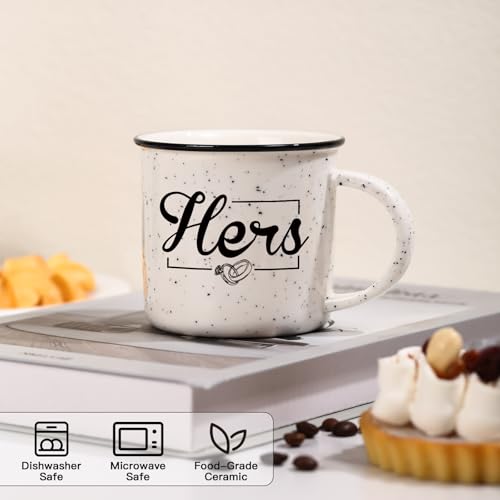 His & Hers Wedding Coffee Mug Set of 2 - 11oz Couples Gift for Engagement & Anniversary