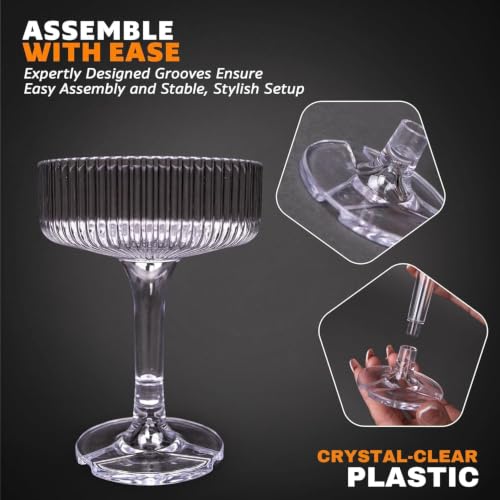 21-Piece Plastic Champagne Coupe Set for Stackable Tower Displays