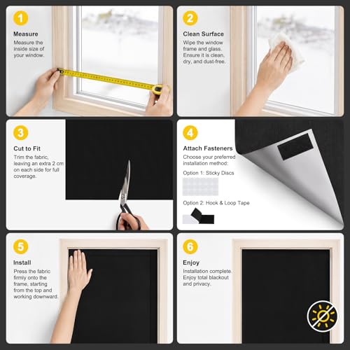 100% Blackout Portable Curtains - No-Drill, Customizable Size (57" W x 118" H)