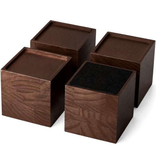 4-Inch Solid Wood Furniture Risers - Set of 4 for Bed, Sofa, Table