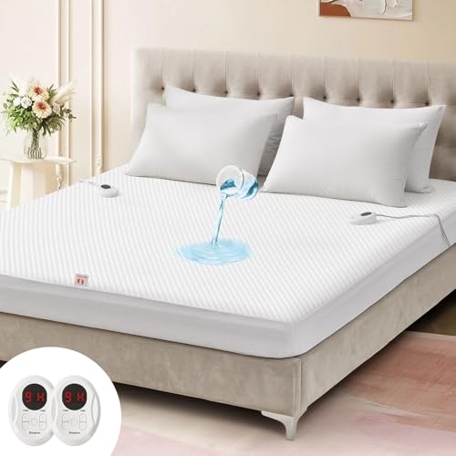 Waterproof Heated Mattress Pad King Size with 9 Heat Settings