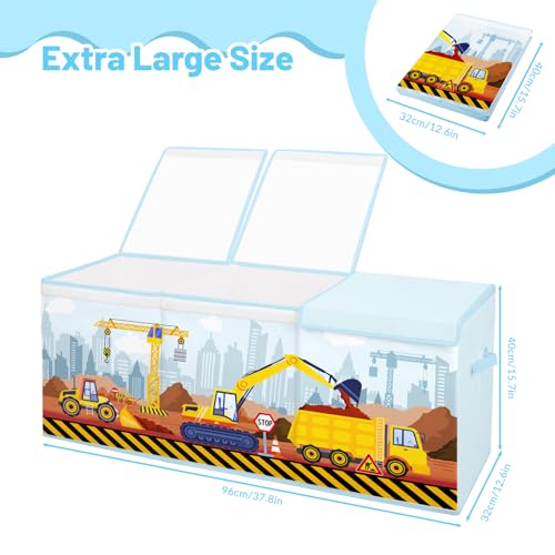 Extra Large Collapsible Toy Storage Chest with Lid and Dividers, 123L