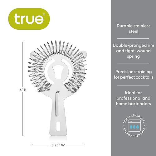True Hawthorne Cocktail Strainer - Stainless Steel Bar Tool for Drinks & Bartending