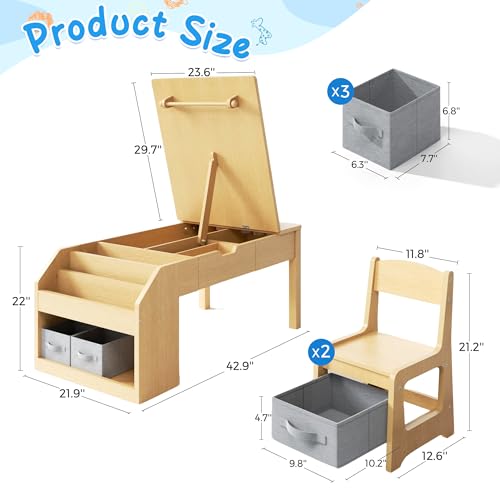 5-in-1 Kids Art Table and Chair Set with Convertible Easel and Storage