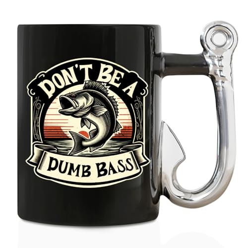 Fishing Gifts for Men - Funny Bass Fishing Mug, 13.5oz Ceramic Dad & Grandpa Gift