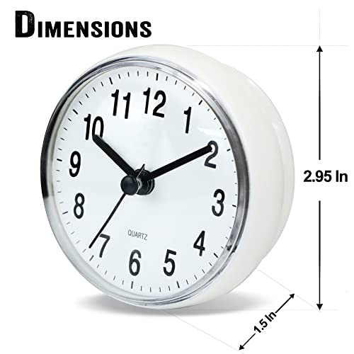 Waterproof Shower Clock with Suction Cup - Silent Battery Operated Wall Clock