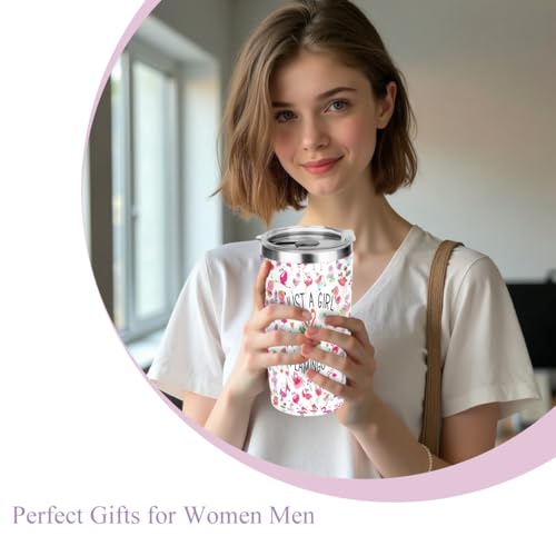 Girl Flamingo 20oz Stainless Steel Vacuum Insulated Tumbler - Animal Lovers Gift
