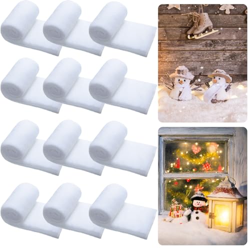 12-Pcs Christmas Fake Snow Blanket 30in x 8ft Winter Village Decoration
