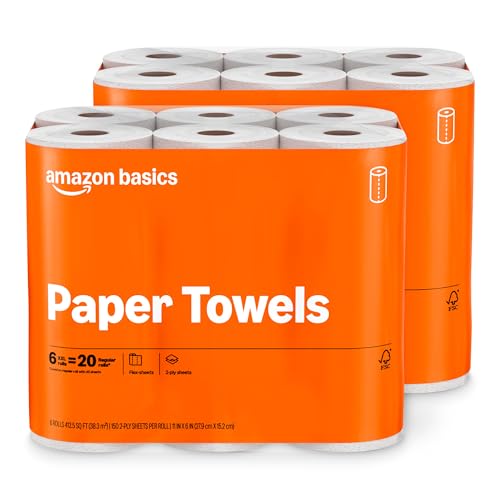 Amazon Basics 2-Ply Flex-Sheets Paper Towels 12 Rolls