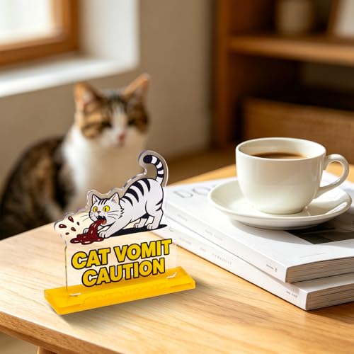 JAPDNK Acrylic Cat Desk Decor - Funny Cat Gifts for Cat Lovers