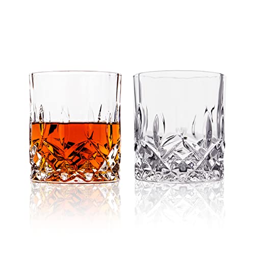LEMONSODA Crystal Cut Old Fashioned Glass Set - 10oz/12oz, Set of 2, Lead-Free Rocks Glasses for Whiskey & Cocktails
