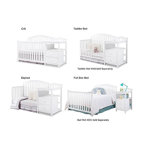 Sorelle Berkley Baby Crib and Changer Set - White, 4-in-1 Convertible Nursery Furniture