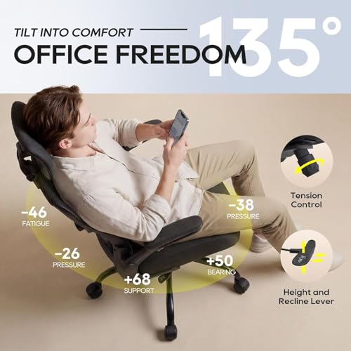 Ergonomic Office Chair with Adjustable Lumbar Support and Flip-Up Armrests