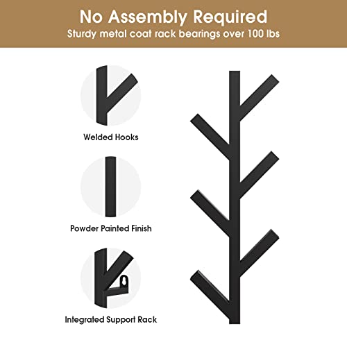 16-Inch Wall Mounted Metal Coat Rack with 6 Hooks for Entryway