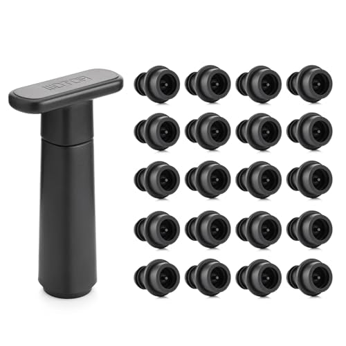Wine Saver Vacuum Pump Preserver Set with 20 Reusable Bottle Stoppers