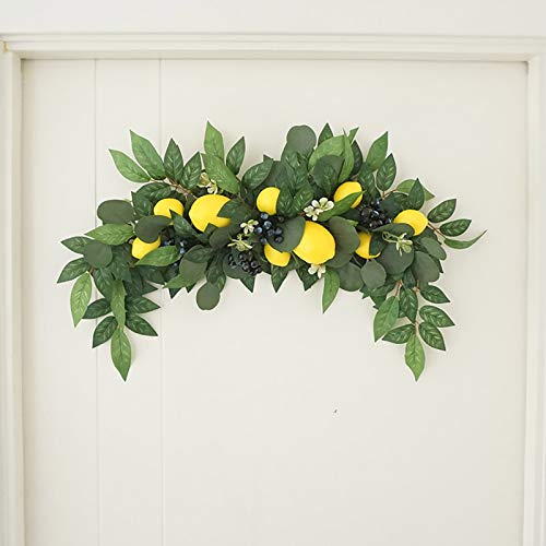 30-Inch Artificial Flower Swag with Lemons and Berries, Floral Garland