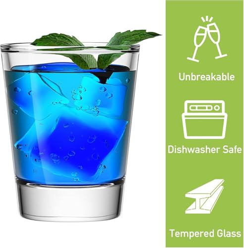 30 Pack Clear Shot Glasses Set with Heavy Base for Whiskey Vodka Tequila
