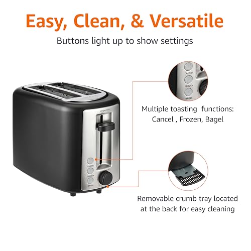 2-Slice Extra Wide Slot Toaster - 6 Browning Settings & Crumb Tray