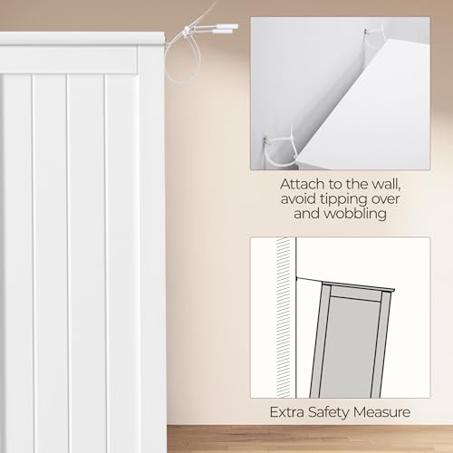 Slim Bathroom Storage Cabinet, Freestanding Floor Organizer with 2 Doors