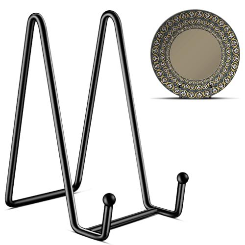6-Inch Black Metal Display Stands for Plates & Frames - 3 Pack