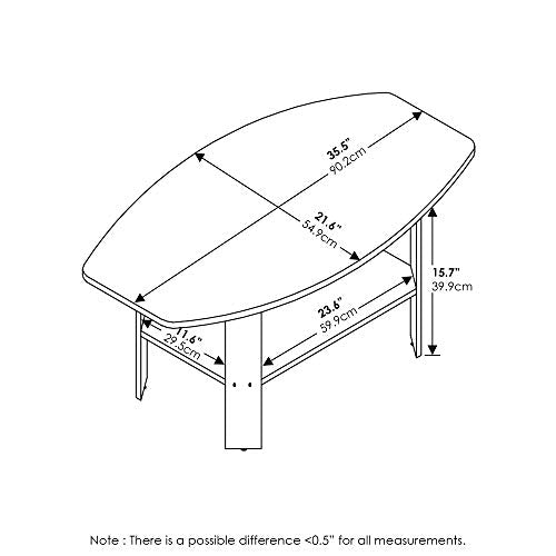Modern Coffee Table with Open Shelf, Engineered Wood, 35.5-inch