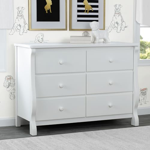 6-Drawer Nursery Dresser with Safety Interlocking Drawers - White