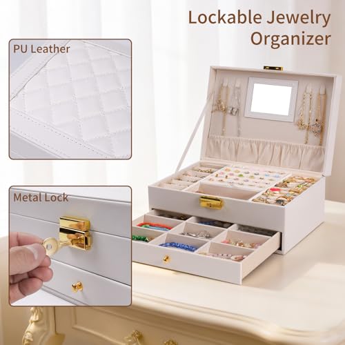 2-Layer Jewelry Organizer Box with Velvet Lining and PU Leather Exterior
