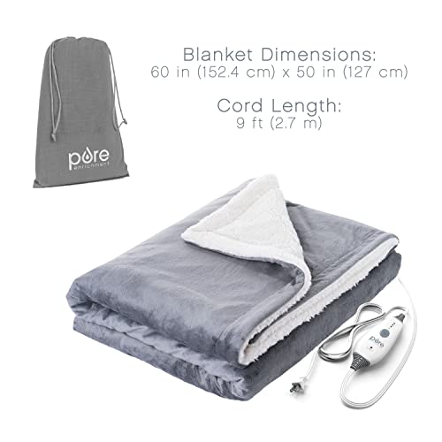 Plush Electric Heated Throw Blanket, 50" x 60" with 4 Heat Settings