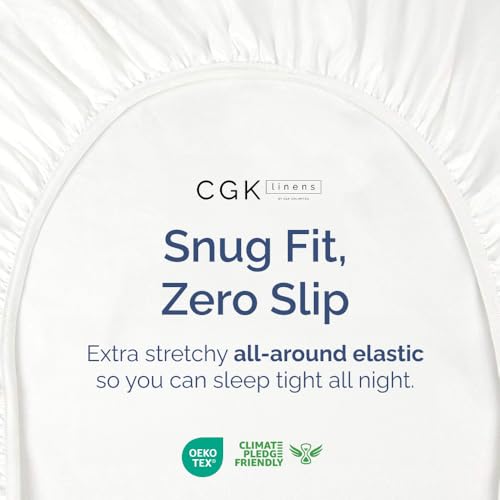 CGK Unlimited Queen Fitted Sheet - Deep Pocket Microfiber Bottom Sheet, White