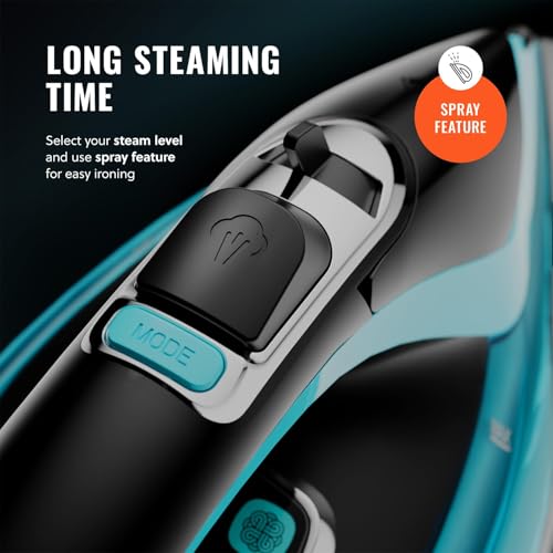 PurSteam SteamTech 1750W Steam Iron with LED Display & Ceramic Soleplate