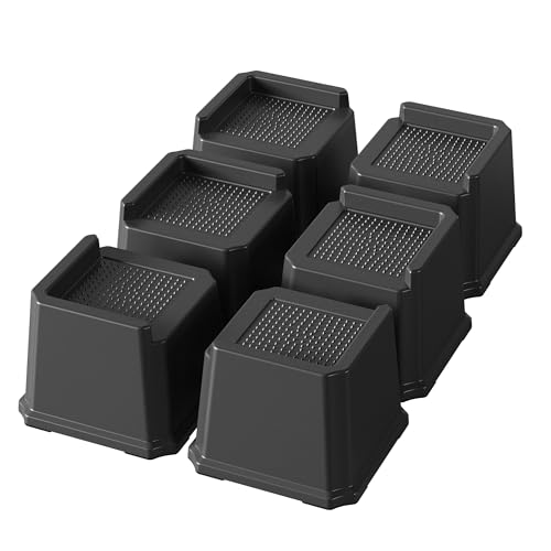 3-Inch Bed Risers - Heavy Duty L-Shaped Furniture Elevators, 6 Pack