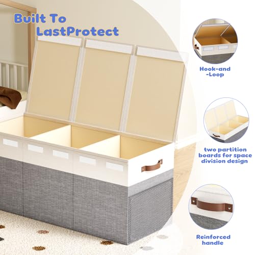 Extra Large Collapsible Toy Box with Lid, Dividers & Handles, Gray